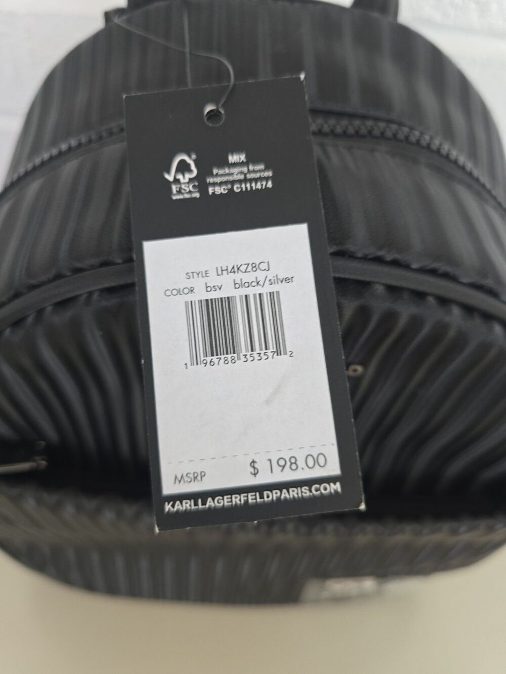Karl Lagerfeld Paris Ribbed Mini Backpack Ribbed Texture NWT - Picture 5 of 10